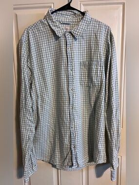 Marine Layer Men’s Light Blue Gingham 100% Cotton Button-Down Shirt XL